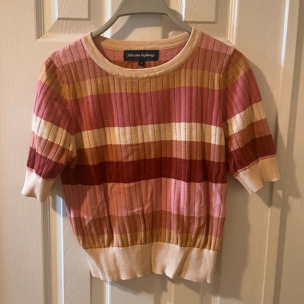 Princess Highway Pink and Cream Striped Knit Top